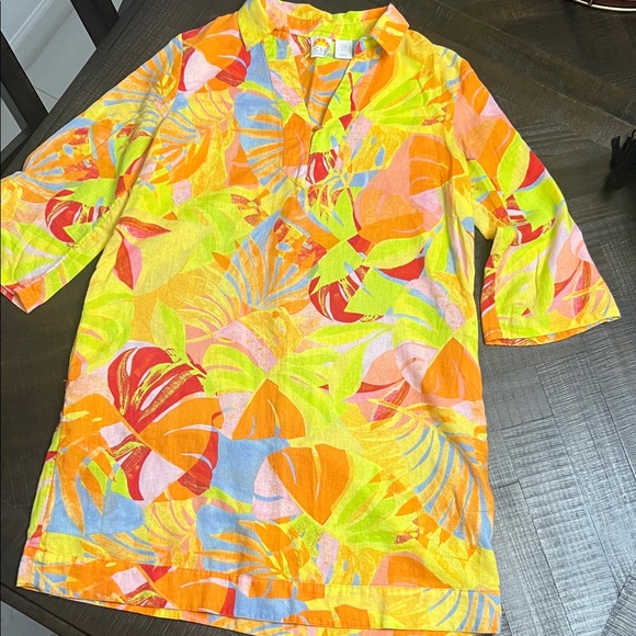 C&C California Neon Leaf Print Mini Dress - Lime, Orange, Pink, Blue - Picture 2 of 2